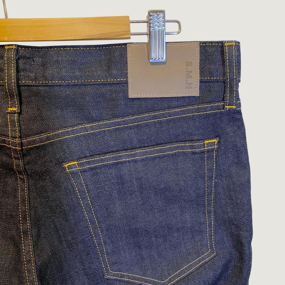 SMN Studio The Finn Slim Tapered Jeans Mens 34x34 NWOT Made in USA Stretch Denim